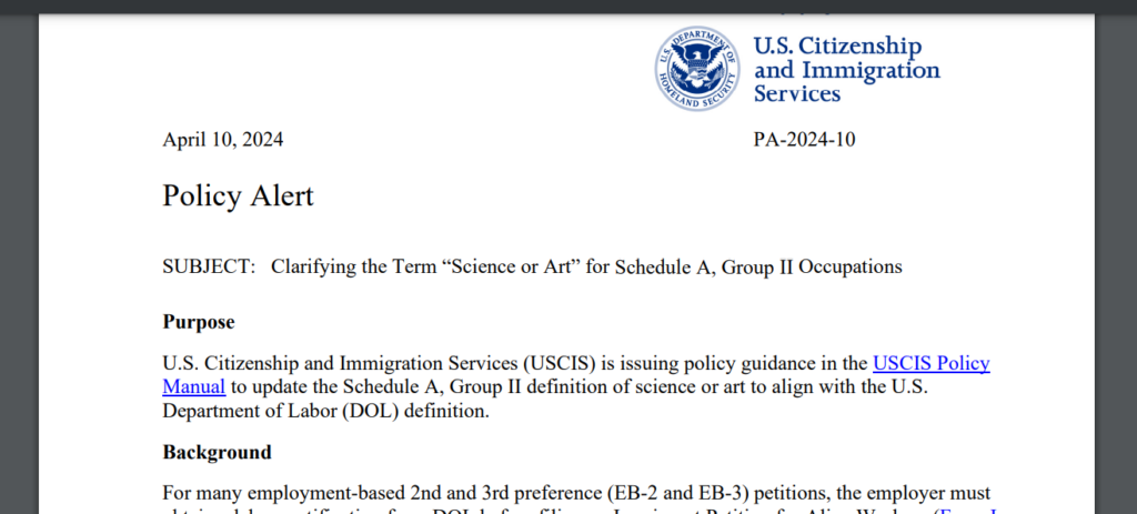 Accelerated Green Card Sponsorship: USCIS Schedule A Update for Talented ‘Sciences or Arts’ Professionals