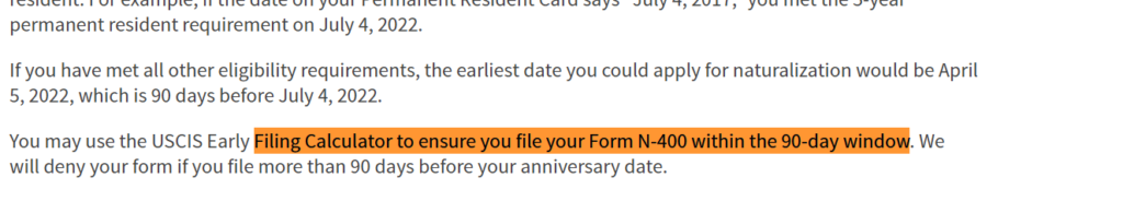 Completing Form N-400 90-Day Early Filing